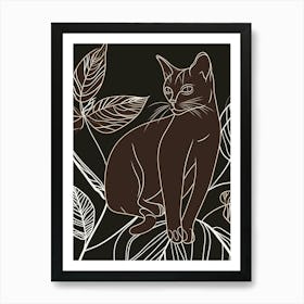 Havana Brown Cat Minimalist Illustration 3 Art Print