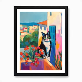 Painting Of A Cat In Limassol Cyprus 1 Art Print