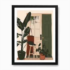 Green House With Potted Plants Art Print