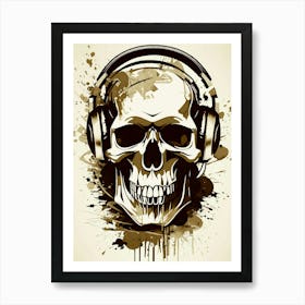 Skull With Headphones 115 Art Print