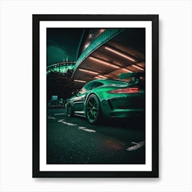 Green Porsche 911 Gt3 1 Art Print