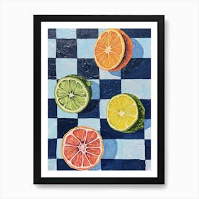 Citrus Fruit Checkerboard Art Print