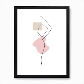 Illustration Of A Woman'S Body - Line Art Affiche