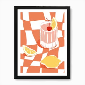 Food Illustration Cocktail Amaretto Sour Preppy Contemporary Kitchen Art Print