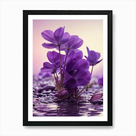Purple Flowers In Water Art Print