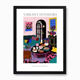 Vibrant Interior Living Room Illustration 3 Art Print