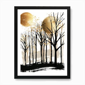 Autumn Trees Vector Art Print