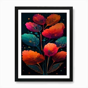 Colorful Flowers In A Vase Art Print