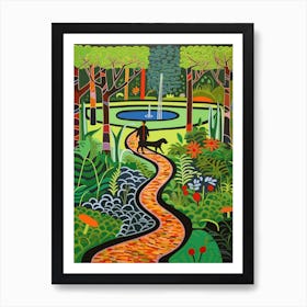 Painting Of A Dog In Cosmic Speculation Garden, United Kingdom In The Style Of Matisse 01 Art Print