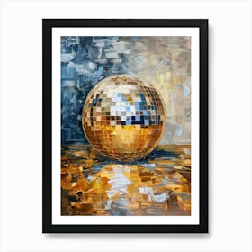 Gold Disco Ball Oil Painting Mirror Ball Affiche