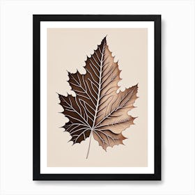 Maple Leaf Earthy Line Art Art Print