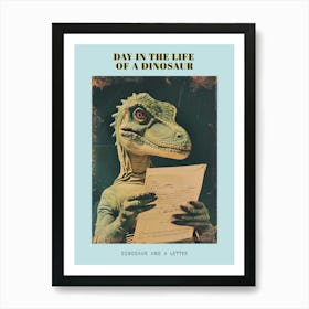 Dinosaur & A Letter Retro Collage 3 Poster Art Print