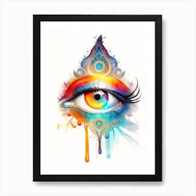 Om Aum, Symbol, Third Eye Watercolour 3 Art Print