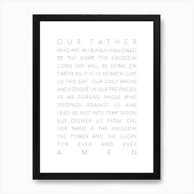 The Lords Prayer White Art Print