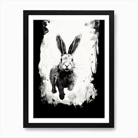 Rabbit Prints Black And White Ink 2 Art Print