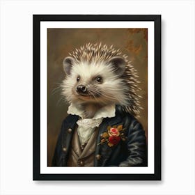 Victorian Animal Portrait, Dressed Animal Prints, Royal Hedgehog Poster, Altered Art, Renaissance Animal Art, Animal Lover Gift Póster