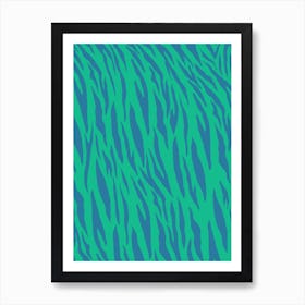 Green and blue Zebra Stripes  Art Print