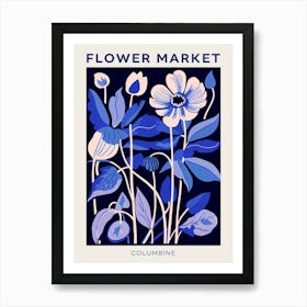 Blue Flower Market Poster Columbine 4 Art Print