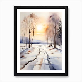 Watercolor Winter Landscape 1 1 Art Print