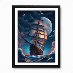 Ship In The Sea Art Print