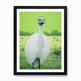 Ohara Koson Inspired Bird Painting Emu 2 Art Print