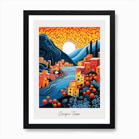 Poster Of Cinque Terre, Italy, Illustration In The Style Of Pop Art 3 Art Print