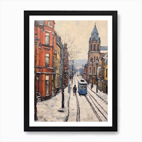 Vintage Winter Painting Belfast Northern Ireland 1 Art Print