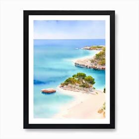 Cala Goloritzé 4, Sardinia, Italy Watercolour Poster