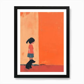 Girl And A Dog Art Print