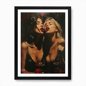 Two Women Drinking Wine 1 Art Print