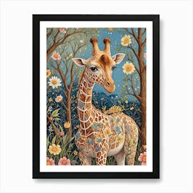 Floral Giraffe Art Print