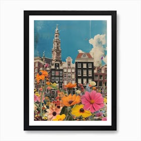 Amsterdam   Floral Retro Collage Style 1 Art Print