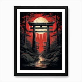 Torii Gates Japanese Illustration 7 Art Print