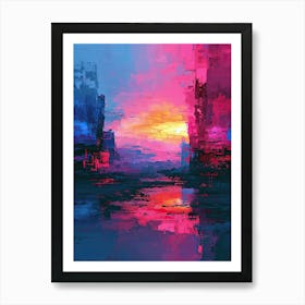 Abstract Sunset | Pixel Minimalism Art Series 1 Art Print