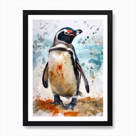 Humboldt Penguin Laurie Island Watercolour Painting 3 Art Print