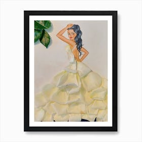 Bride In A Dress Of White Roses Art Print