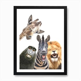 Happy Jungle Animals Art Print