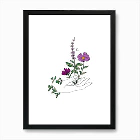 Hand With Flowers Art Print