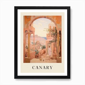 Canary Islands Spain 1 Vintage Pink Travel Illustration Poster Art Print