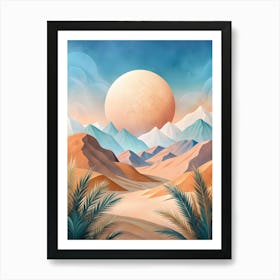 A Peaceful Abstract Desert Scene Featuring Muted 2 Art Print