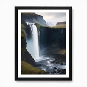 Langisjór Waterfall, Iceland Realistic Photograph (3) Art Print