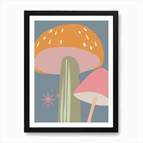 Mushroom Print Colourful Wall Art Art Print