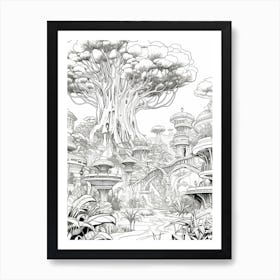 Pandora   The World Of Avatar (Disney S Animal Kingdom) Fantasy Inspired Line Art 1 Art Print