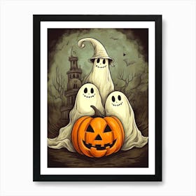 Ghosts And Pumpkins Art Print