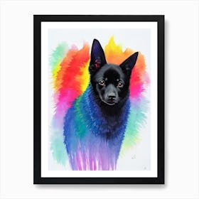 Schipperke Rainbow Oil Painting Dog Art Print