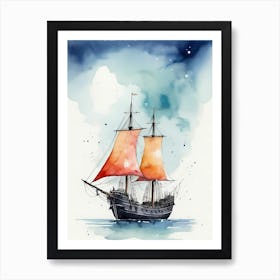Sailing Ships Watercolor Painting (22) Art Print
