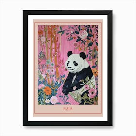 Floral Animal Painting Panda 3 Poster Póster