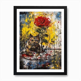 Rose With A Cat 1 Abstract Expressionism  Art Print