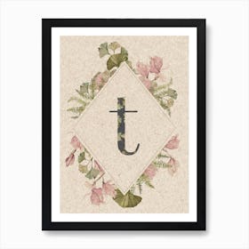 Floral Monogram T Art Print