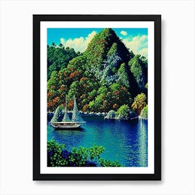 Raja Ampat Indonesia Pointillism Style Tropical Destination Art Print